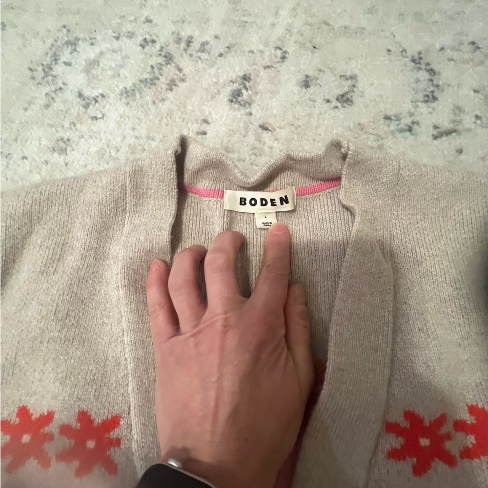 Boden Multicolor Bird Pattern Cardigan - Picture 3 of 6